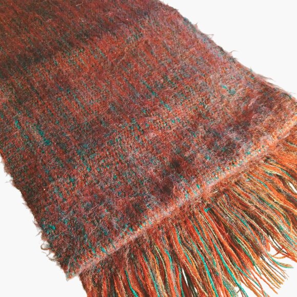 Wool Fringe Scarf Handwoven Multicolor Red green - Picture 4 of 5